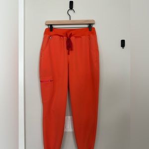 Figs Sunset Orange Zamora High Waisted 2.0 - Petite Jogger Scrub Pants